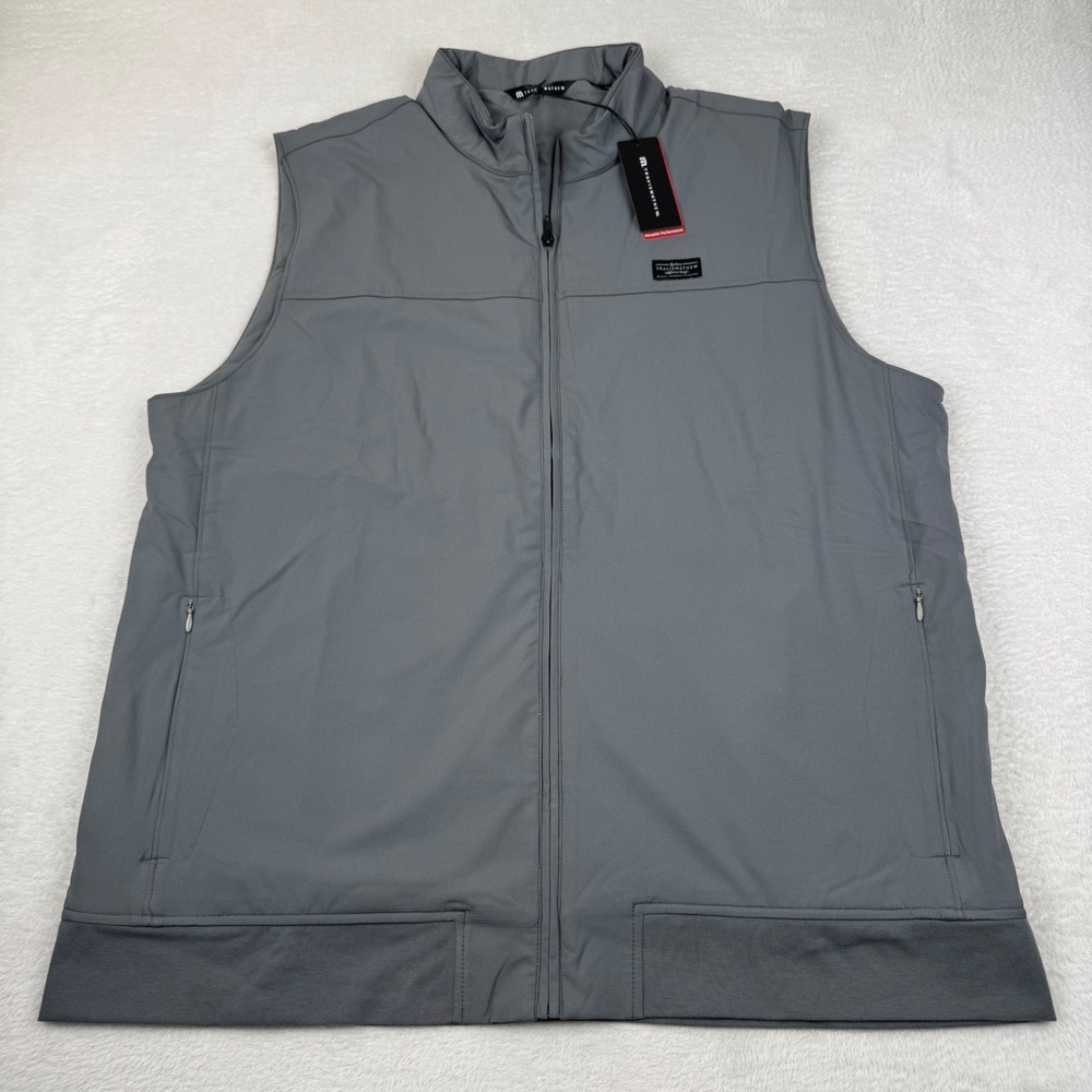 NEW! Travis Mathew Wanderlust Vest Mens 2XL Grey Full Zip Heater Performance